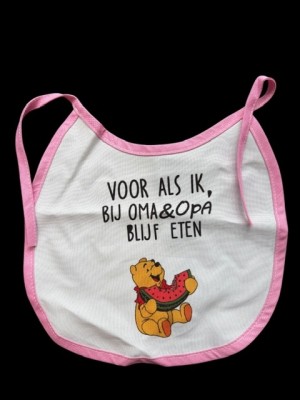 Slabbetje met uw tekst en afbeelding