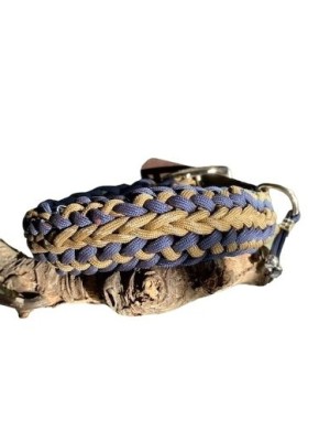 Halsband van paracord blauw/bruin